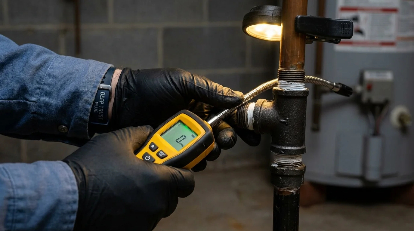 Gas leak detection with electronic sniffer by Johns Plumbing LLC in West Babylon